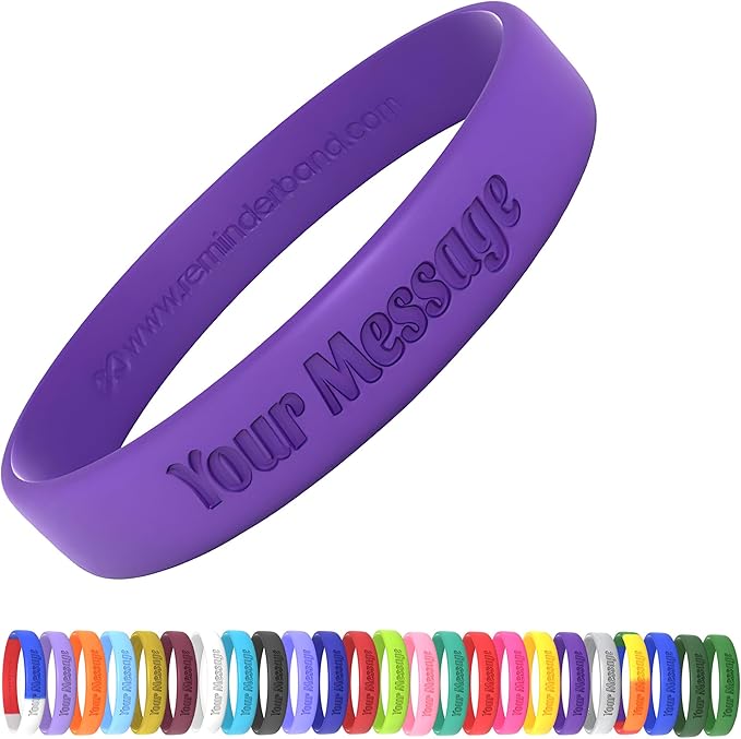 Reminderband Custom Silicone Bracelet – Motivational Wristbands, Bulk Personalized Bands for Events, Awareness, Fundraisers, Gifts – Custom Rubber Bracelets - 1/2" Classic