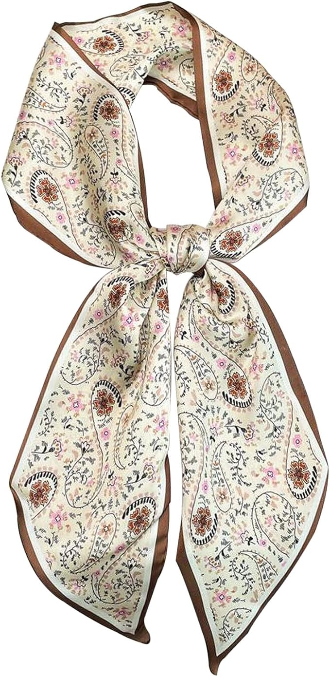 Hioyiwse Head Scarf Hair Neck Scarves For Women Purse Bag Scarfs For Handbags Silky Long Thin Satin Headscarf Fashion