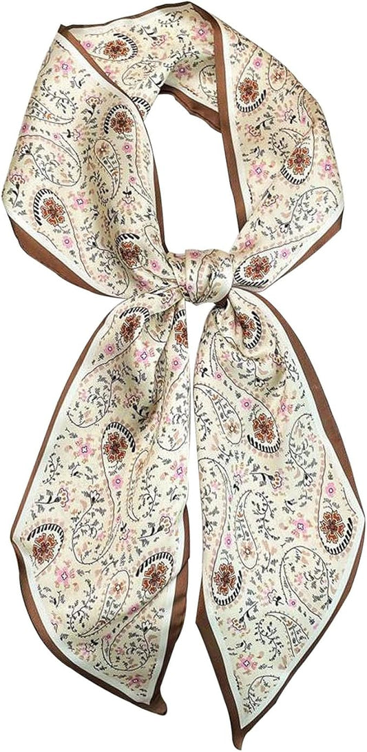 Hioyiwse Head Scarf Hair Neck Scarves For Women Purse Bag Scarfs For Handbags Silky Long Thin Satin Headscarf Fashion