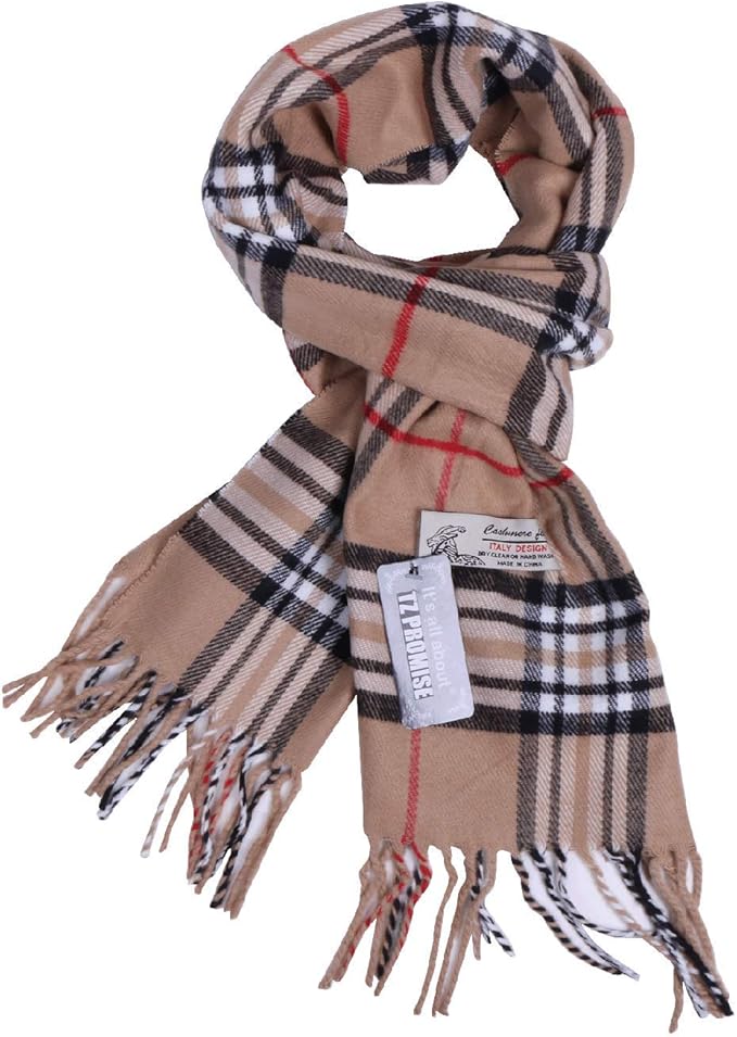 TZ Promise Tartan Plaid Cashmere Feel Classic Soft Luxurious Winter Scarf For Men Women