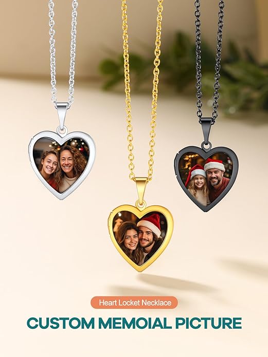 Supcare Locket Necklace That Holds Pictures-Engraved Photo Pendant Custom Jewellery Gifts for Men Women (with Jewellery Gift Box)