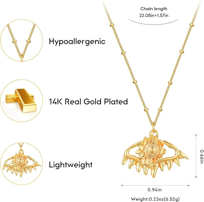 BENEIGE Gold Necklace for Women 14K Gold Plated Evil Eye Necklace Trendy Gold Pendant Necklace Jewelry For Women