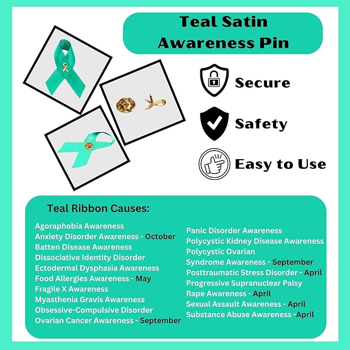 1/2/5/10/25/50/100pcs Satin Awareness Ribbon Pins (Pick your color), for Cancer & Disease Awareness, Bulk Quantities for Fundraising, Events, Gift Giving