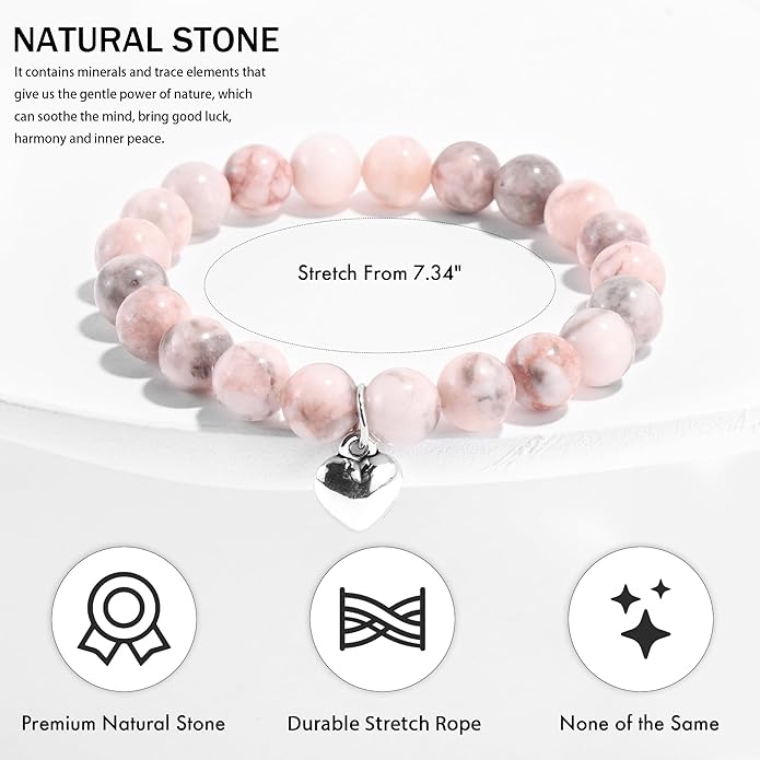VIBILIA Cross Beaded Bracelets for Women, Inspirational Natural Heart Religious Bracelets for Women, Birthday Christian Gifts for Women on Thanksgiving Christmas Gifts
