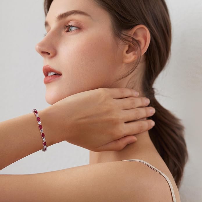 FANCIME Birthstone Tennis Bracelets Sterling Silver Bolo Tennis Bracelets Charm Fine Jewelry Birthday Gifts for Women Mom Wife Her