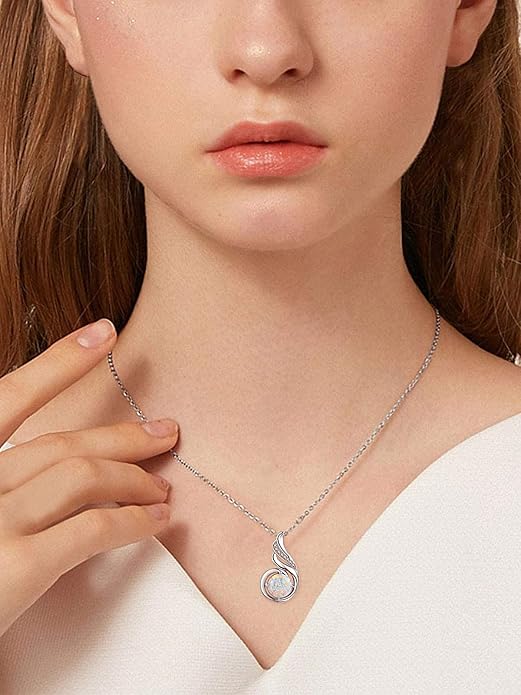 TANGPOET Birthstone Gemstone Necklaces for Women 925 Sterling Silver Dainty Pendant Jewelry Valentines Mothers Day Christmas Birthday Gifts for Mom Girlfriend Wife Daughter