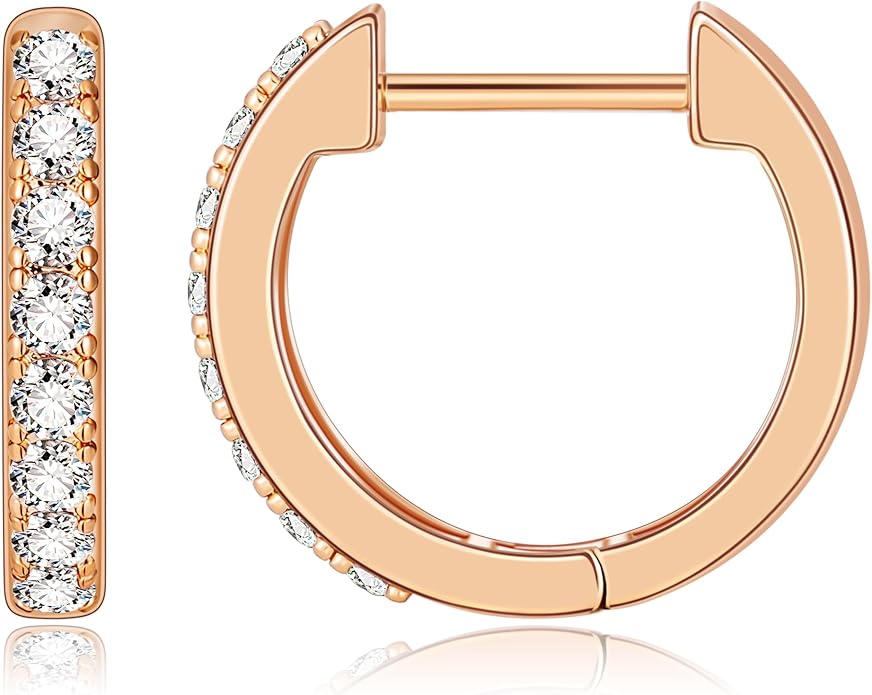 Gacimy Gold Huggie Earrings for Women 14K Real Gold Plated, Small Cubic Zirconia Cartilage Hoop Earrings Cuffs for Women