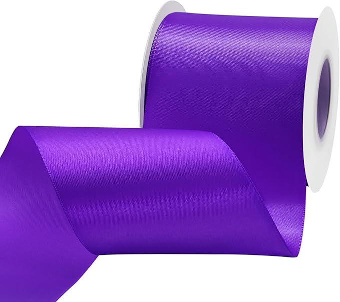 LEEQE Purple Satin Ribbon 3 inch X 15 Yards Polyester Ribbon for Gift Wrapping Very Suitable for Weddings Party Hair Bow Invitation Decorations and More