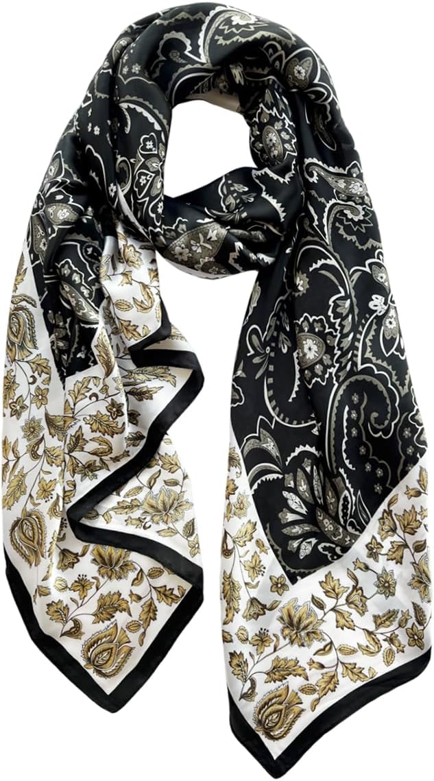 Long Silk Like Scarf Lightweight Satin Scarves Large Sunscreen Shawl Wrap for Women