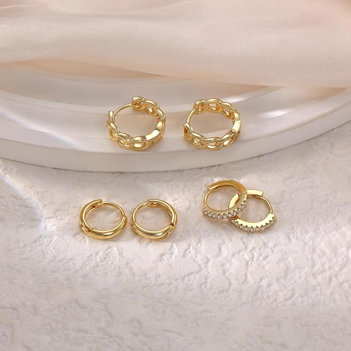 Hoop Earrings for Women 14K Gold Plated/Silver Hoops Simple Knot Huggie Small Hoop Earrings Set Trendy Hoops Everyday Wear Earrings for Women Jewelry