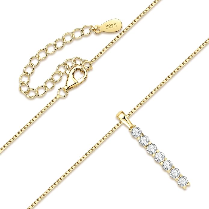 AINUOSHI Lab Created Moissanite Bar Necklace 0.56 cttw Imitation Diamond Alternative Necklace for Women S925 Sterling Silver Y Necklace Simple Fashion Jewelry Gifts for Women