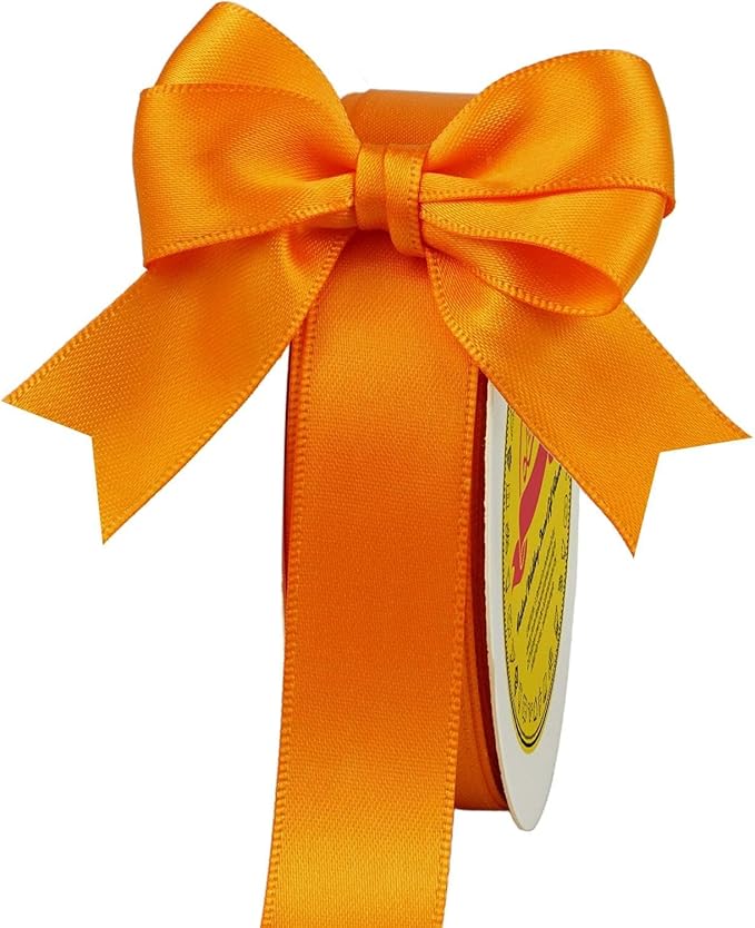 LEEQE Double Face Autumn Orange Satin Ribbon 7/8 inch X 25 Yards Polyester Autumn Orange Ribbon for Gift Wrapping Very Suitable for Weddings Party Invitation Decorations and More