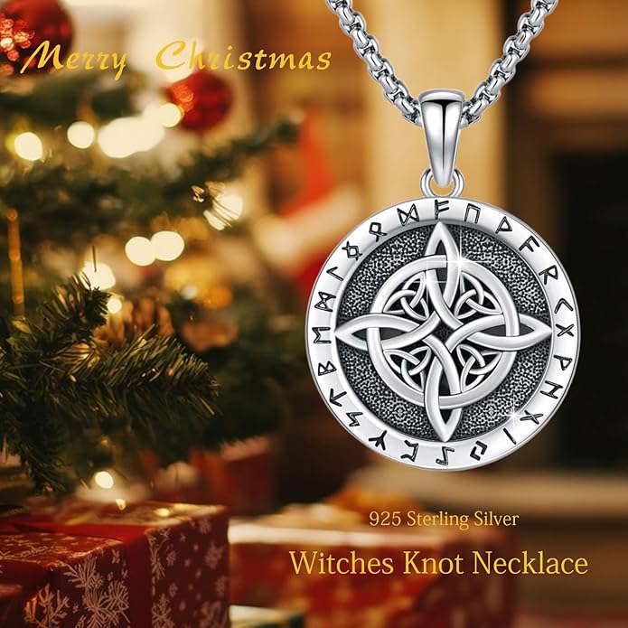 YueYuan Viking Necklace for Men 925 Sterling Silver Rune Amulet Pendant Nordic Necklace Viking Jewelry Gift for Father Husband Son