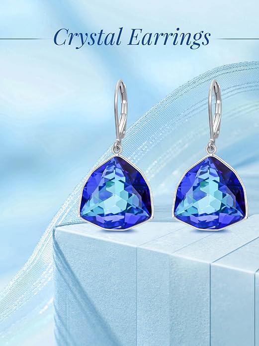 TOUPOP Leverback Earrings for Women Sterling Silver Simple Geometric Birthstone Dangle Drop Earrings Jewelry Christmas Valentine Mothers Day Birthday Gifts for Women Her Wife