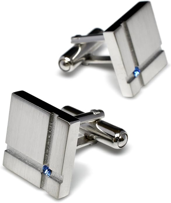 [TAVARAT] Cufflinks for Men Black Silver Red Blue Crystal glass Tps-040