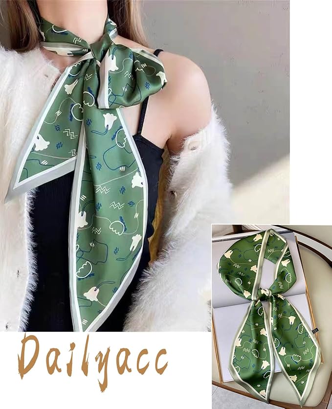Dailyacc Hair Scarf for Women Fashion Silky Satin Headscarf Wrap Breathable Lightweight Neck Scarves For Handbag