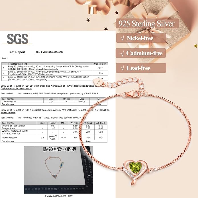 LAVUMO Love Heart Bracelets for Women 925 Silver Charm Birthstone Bracelet Adjustable Anniversary Birthday Jewelry Gifts for Women Girlfriend Wife Daughter Mom Her