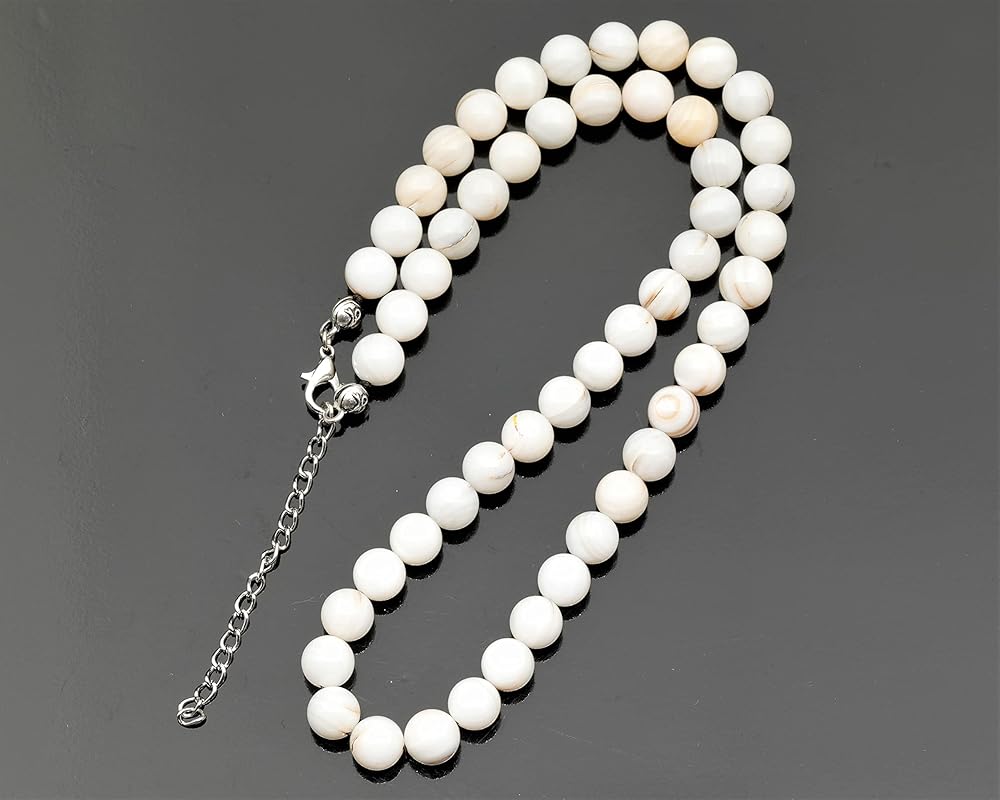 Natural Mother of Pearl Beaded Choker, Genuine White Crystal Necklace, Gemstone Choker, 8mm Beads, Unique Fashion Jewelry, Healing Crystal Chakra Necklace, Durable Stone Necklace, Cancer Necklace