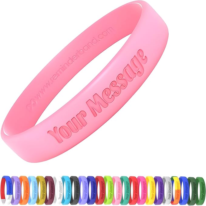 Reminderband Custom Silicone Bracelet – Motivational Wristbands, Bulk Personalized Bands for Events, Awareness, Fundraisers, Gifts – Custom Rubber Bracelets - 1/2" Classic