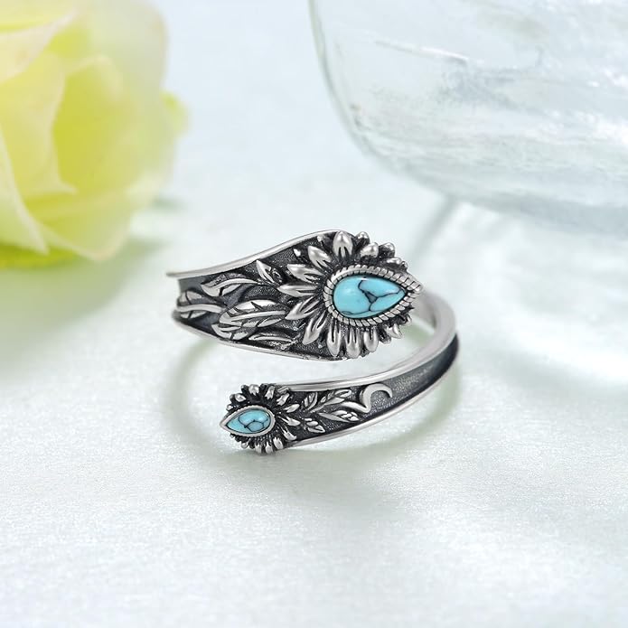 Spoon Rings for Women 925 Sterling Silver Mushroom/Phoenix/Snake/Cardinal/Octopus/Tree of Life/Sunflower/Highland Cow/Dragonfly/Dragon/Horse/Sea Turtle/Frog Rings