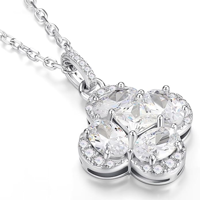 Iefil Valentines Day Gifts for Her - 925 Sterling Silver Birthstone Clover Necklace for Women, Anniversary Birthday Gifts for Wife Girlfriend Mom Daughter