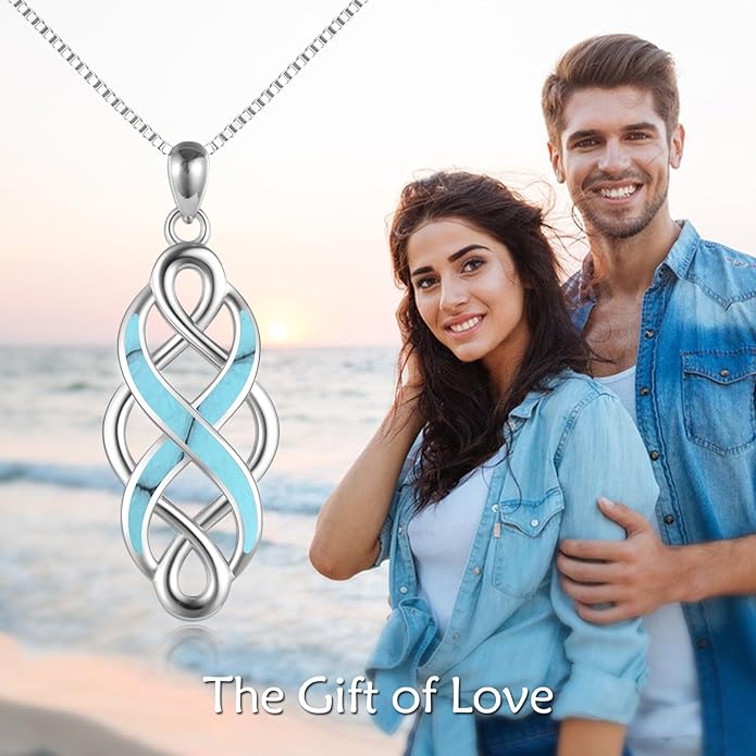 YFN Irish Celtic Knot Created Opal Pendant Necklace Sterling Silver Black Necklaces for Women Men 18"