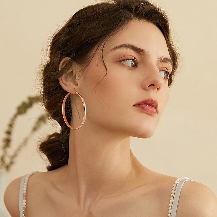 Gacimy 14K Gold Plated Hoop Earrings for Women, 14k Real Gold Plated with 925 Sterling Silver Post, Hypoallergenic Lightweight Thick Hoops Earrings for Women Trendy