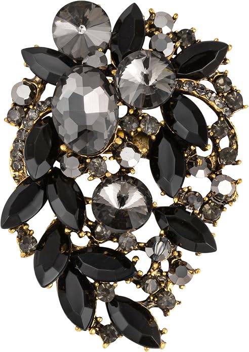 SELOVO Rhinestone Statement Brooch Pin Flower Dress Accessory