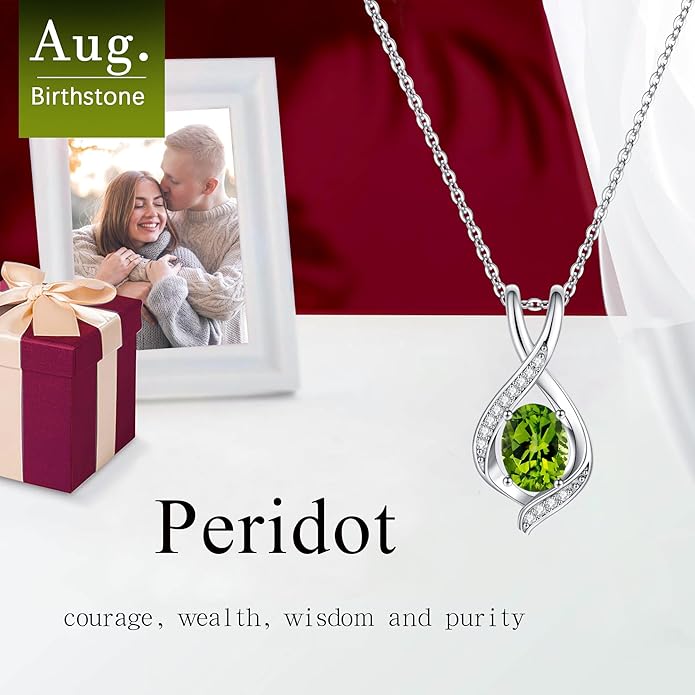 SMILEST Christmas Gifts for Women - 925 Sterling Silver Oval Sparkle Birthstone Pendant Necklace, Gemstone Pendant Anniversary Birthday Gifts for Women Wife Girlfriend Mom Grandma Birthstone Necklace