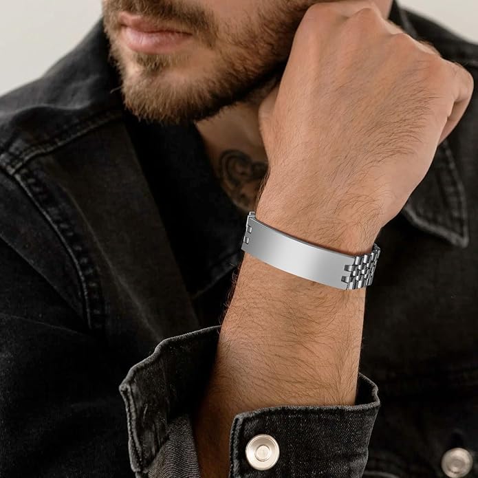 VNOX Masculine Watch Band Stainless Steel Link Bracelet Personalized Jewelry Gift for Men DAD Father Husband Boyfriend