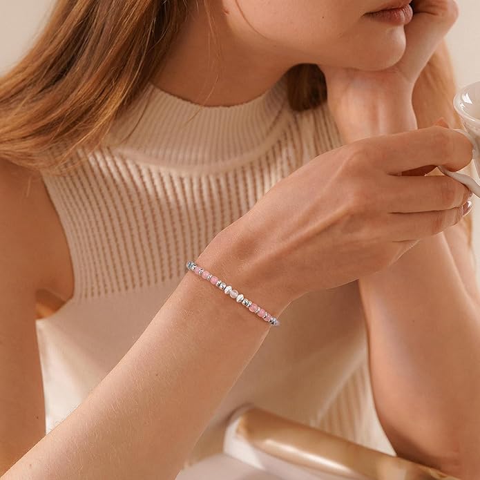 Moonstone Beaded Bracelet for Women - Calming & Empowering Healing Crystal Jewelry, Adjustable Chakra Balancing Gift for Mom, Sister, Daughter - Birthday Christmas