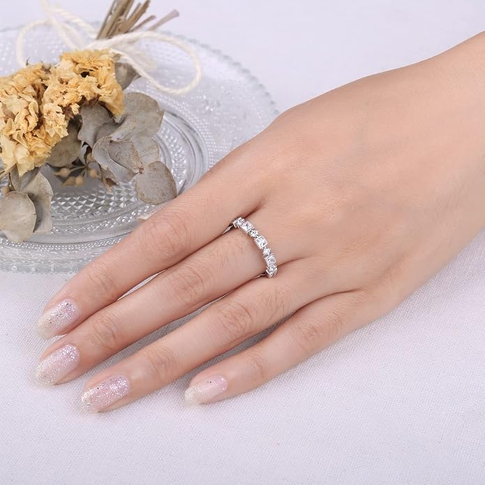 JewelryPalace 14K Gold Plated 925 Sterling Silver Rings for Women, Cubic Zirconia Promise Rings for Her, Stackable Wedding Bands Rings for Women Set Size 4-12