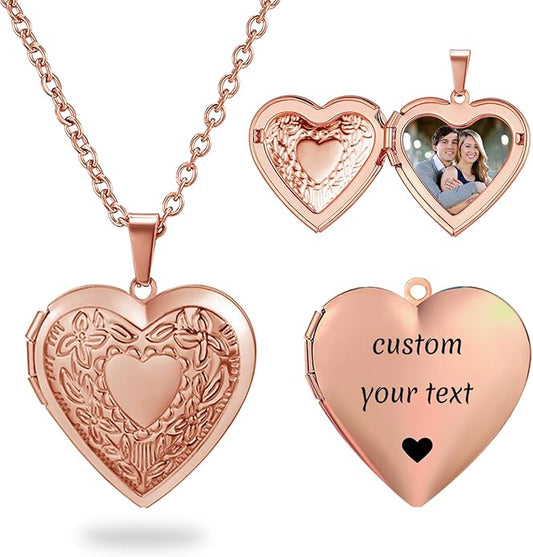 PHOCKSIN Personalized Locket Necklace for Women Photo Necklace with Customized Picture Birth Flower Birthstone New Years Gifts for Women