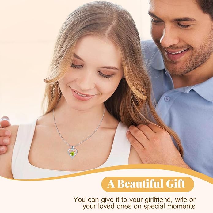925 Sterling Silver Infinity Heart Necklace for Women, Rhodium Plated Cubic Zirconia Pendant Gift for Girlfriend Wife Mom - Anniversary Valentine's Day Birthday Present with Elegant Gift Box