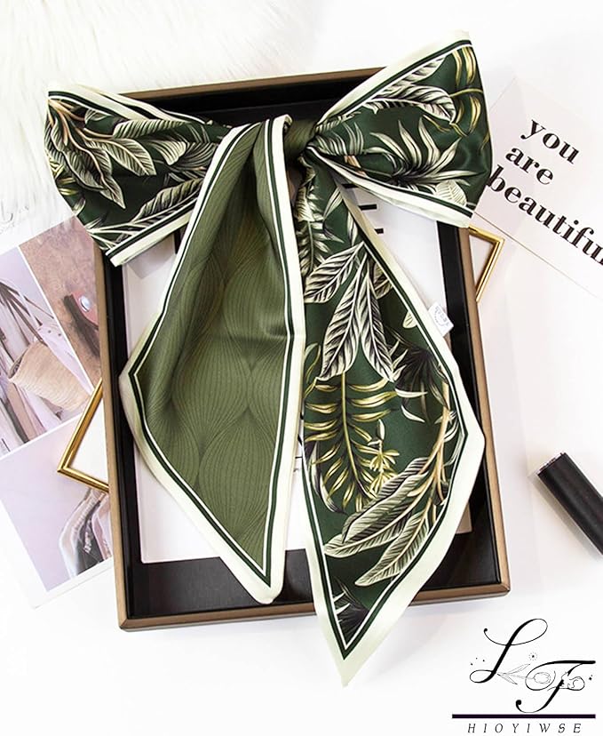 Hioyiwse Head Scarf Hair Neck Scarves For Women Purse Bag Scarfs For Handbags Silky Long Thin Satin Headscarf Fashion