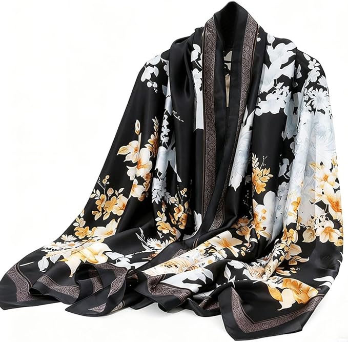 Clysoru Silk Scarf For Women Hair Scarves Lightweight Satin Elegant Shawl Wraps Bufanda Mujer Fashion Accessories 70.8"X35.4"