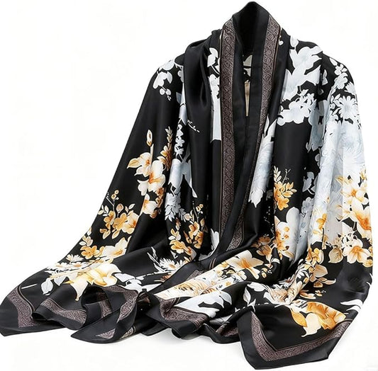 Clysoru Silk Scarf For Women Hair Scarves Lightweight Satin Elegant Shawl Wraps Bufanda Mujer Fashion Accessories 70.8"X35.4"