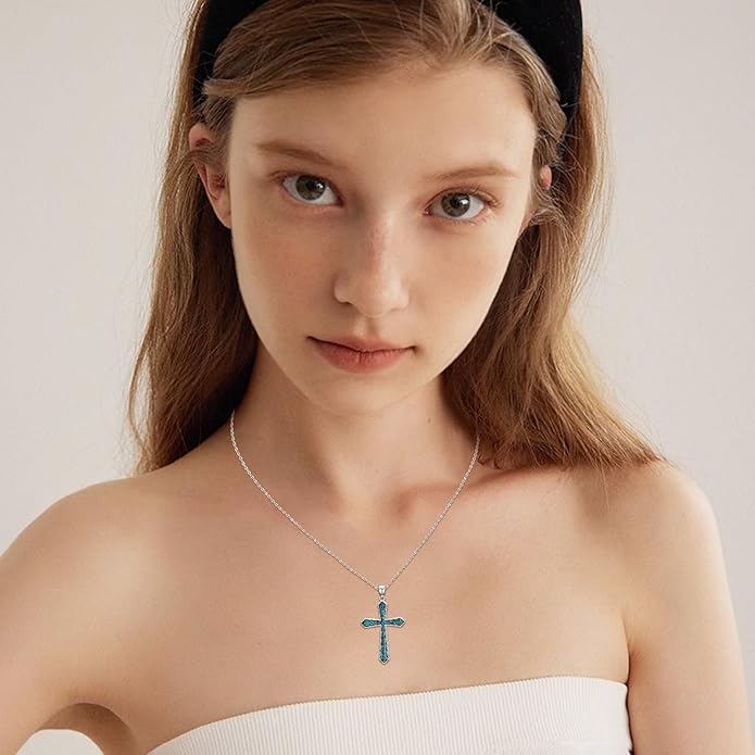 Cross Necklace for Women 925 Sterling Silver Cross Pendant Religious Christian Jewelry Faith Easter Gifts for Wife