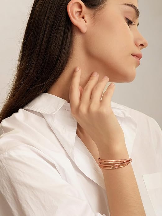 Gold Cuff Bracelet for Women Chunky Multi-layer Cross Wire Open Bracelet Hollow Wide Cuff Bracelets Adjustable Gold Open Cuff Bangle Bracelet