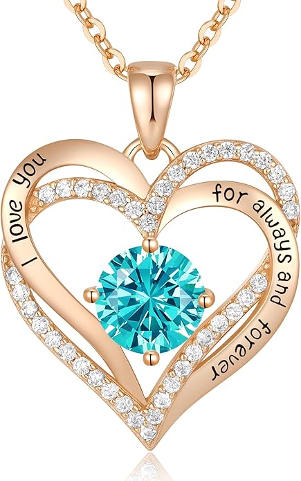 CDE Forever Love Heart Necklaces for Women, Wedding Anniversary, Birthday Mothers Day Gifts for Mom, Mother, Wife, Girlfriend, S925 Silver Jewelry with Birthstone Pendant