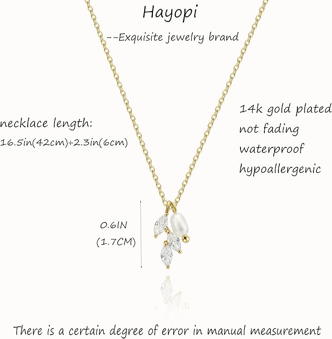 Pearl Necklace for Women Trendy,14k Gold Plated Necklace Dainty Wedding Necklace Small Cute Choker Necklace Beaded Lariat Drop Necklace Vintage Waterproof Jewelry for Women Gold Jewelry Fashion Gifts