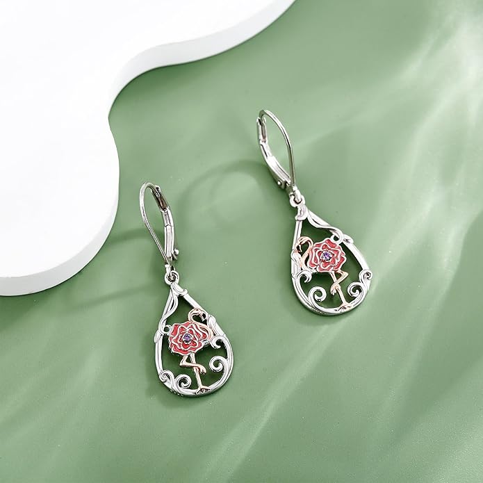 Animal Earrings 925 Sterling Silver Dangle Earrings Leverback Earrings Animal Jewelry for Women