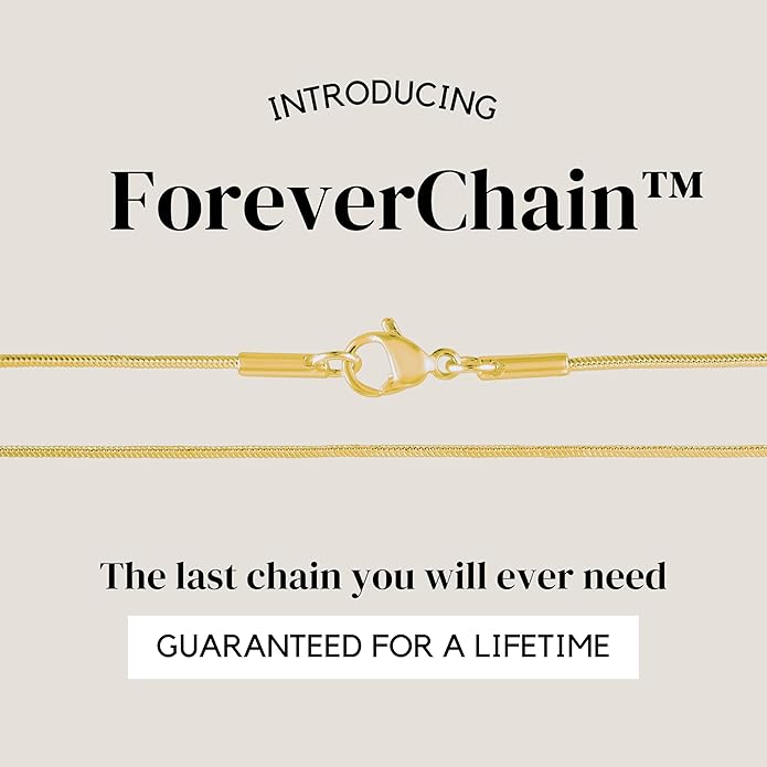 KISPER 24k Gold Snake Chain Necklace – Thin, Dainty, Gold Plated Stainless Steel Jewelry for Women & Men with Lobster Clasp
