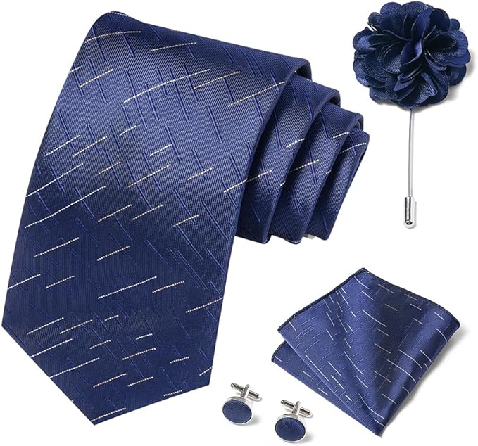 joy alice Ties Set Men Mixed Color Necktie Handkerchief Cufflinks Brooch 3.15 Formal