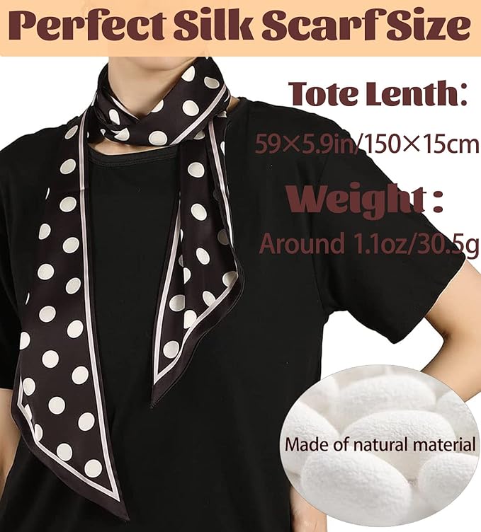 kcctoo 59" Mulberry Silk Like Head Scarf Women's Fashion Square Neck Satin Scarfs for Bag Hair Scarves Gift 59 * 5.9”