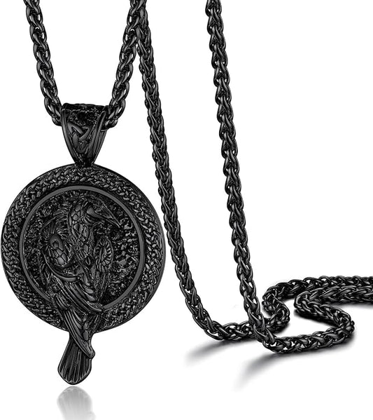 PROSTEEL Norse Viking Jewelry for Men Women, Vintage Thor Hammer/Thor Axe/Raven/Odin Necklace, 316L Stainless Steel Pendant Chain, Come with Box
