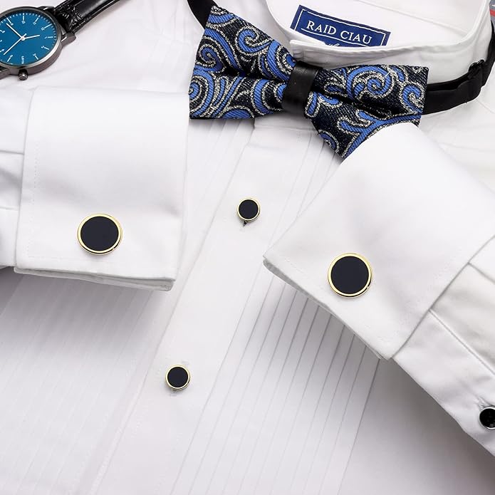HAWSON Fashion Mother-of-Pearl Tuxedo Shirt Button and Cufflink Set, Specially Designed for Wedding Business