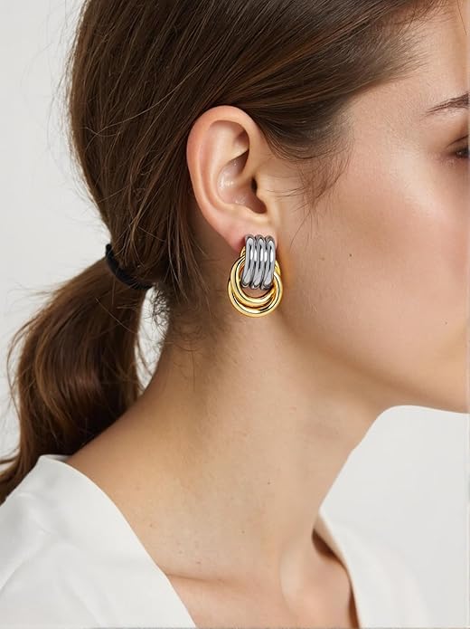 Trendy 14K Gold Plated Knot Earrings are Thick and Charming Pendant Earrings for Women They are Lightweight Hypoallergenic Fashion Accessories Jewelry Gifts for Women