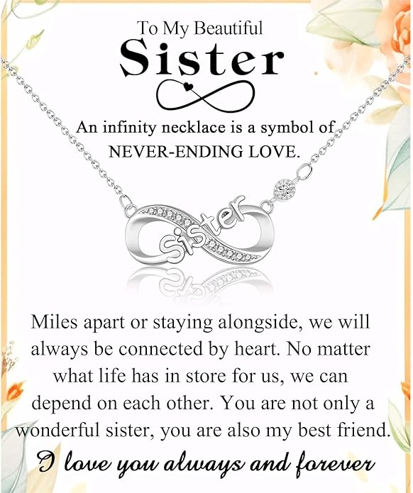 Infinity Mom Grandma Nana Sister Aunt Daughter Auntie Granddaughter Niece Necklace Gifts, Christmas Birthday Valentines Day Mothers Day Easter Graduation Back to School Gifts Stocking Stuffers Presents for Women Girls Her