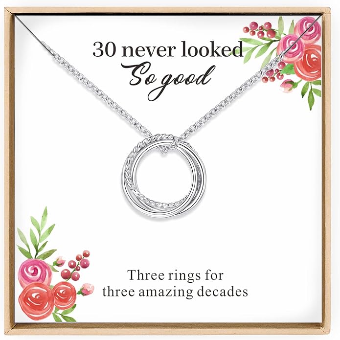 Birthday Gifts for Women Sterling Silver 30th 40th 50th 60th 70th 80th 90th Birthday Necklace For Her 3 4 5 6 7 8 9 Decade Jewelry 30 40 50 60 70 80 90 Years Old